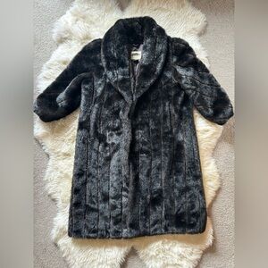 Vintage Faux Mink Fur Coat, Sz 1X, Black/Brown